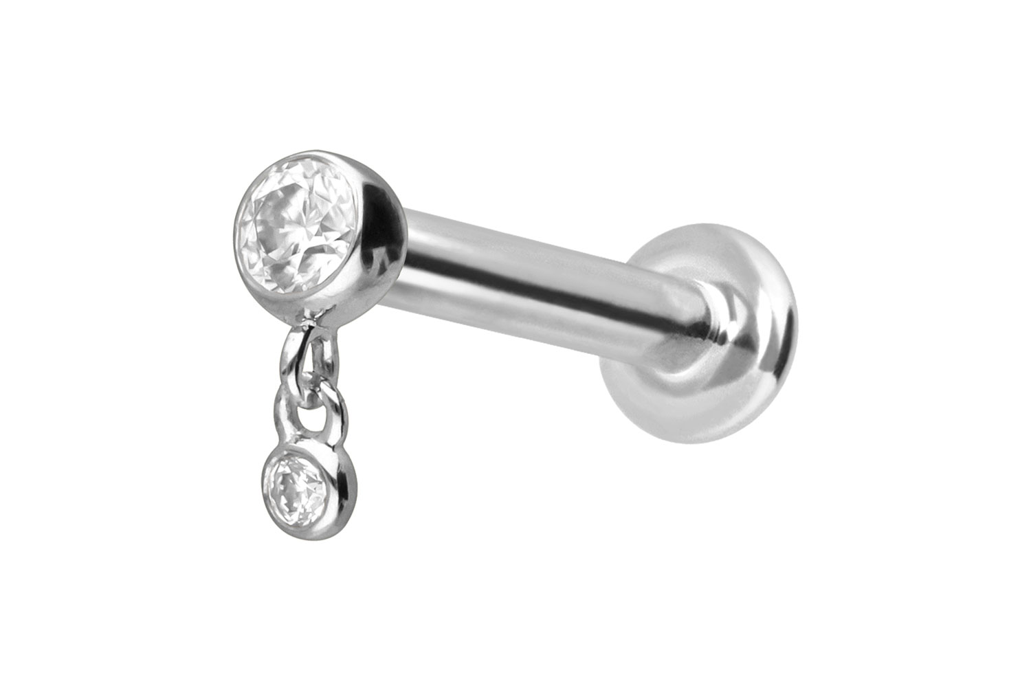 14 Karat Gold Labret Piercing mit Innengewinde 2 MOISSANITE